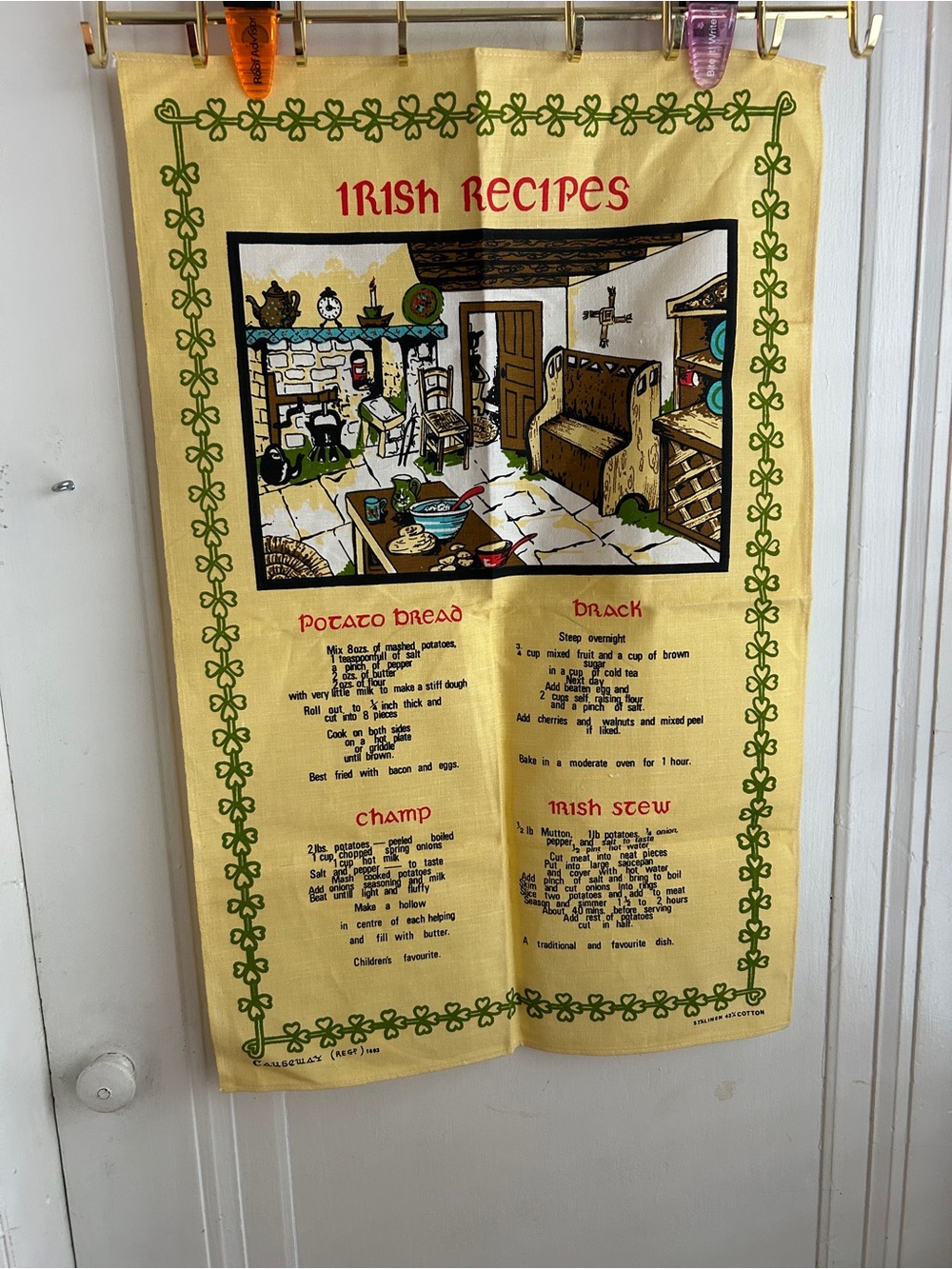Irish Recipes Decorative Tea Towel - Yellow